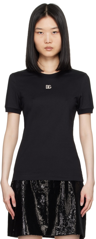 Photo: Dolce&Gabbana Black Crystal DG Logo T-Shirt