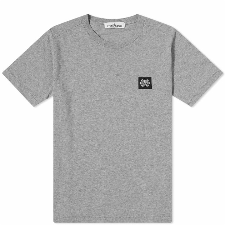 Photo: Stone Island Junior Patch Logo T-Shirt in Grey Melange