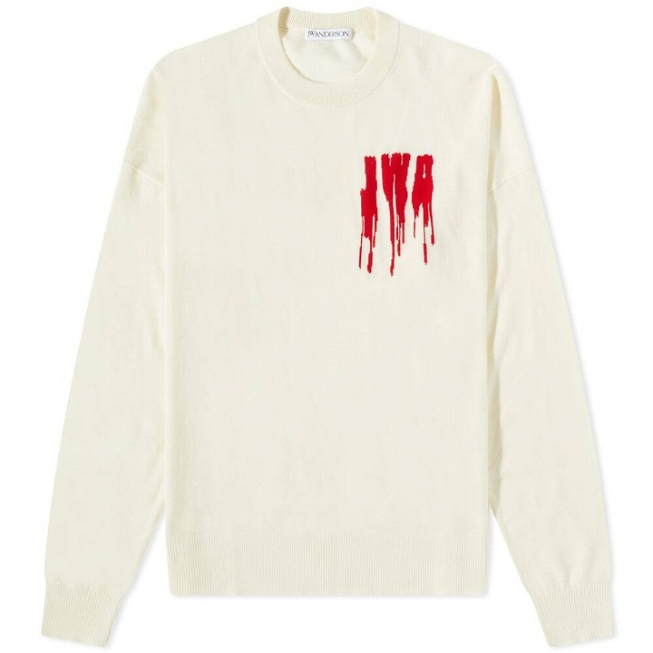 Photo: JW Anderson Men's JWA Slime Crewneck Knit in Off White/Red