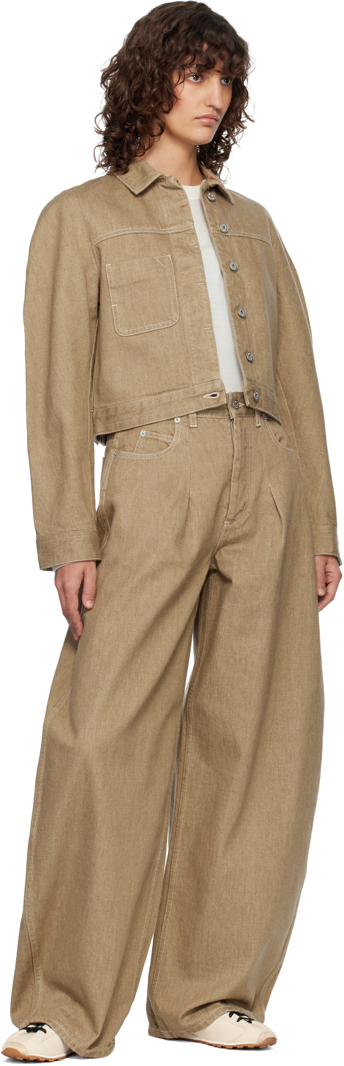 JACQUEMUS Beige 'The Ovalo cargo' Denim Jacket