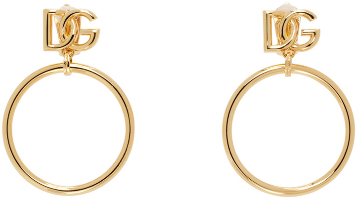 Photo: Dolce&Gabbana Gold 'DG' Logo Earrings