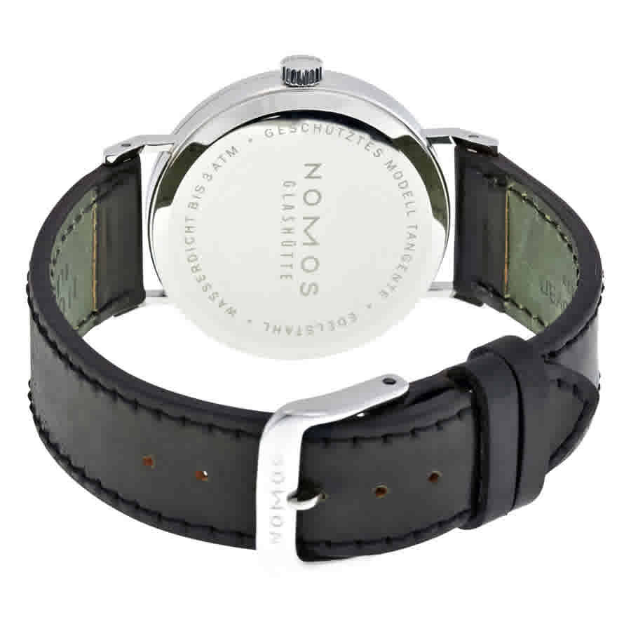 Nomos Tangente Galvanized White Dial Black Leather Mens Watch 101