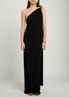 Delos Rania Embellished Crepe-jersey Maxi Dress Black