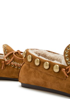 Isabel Marant Fitza Studded Shearling and Suede Loafers Camel