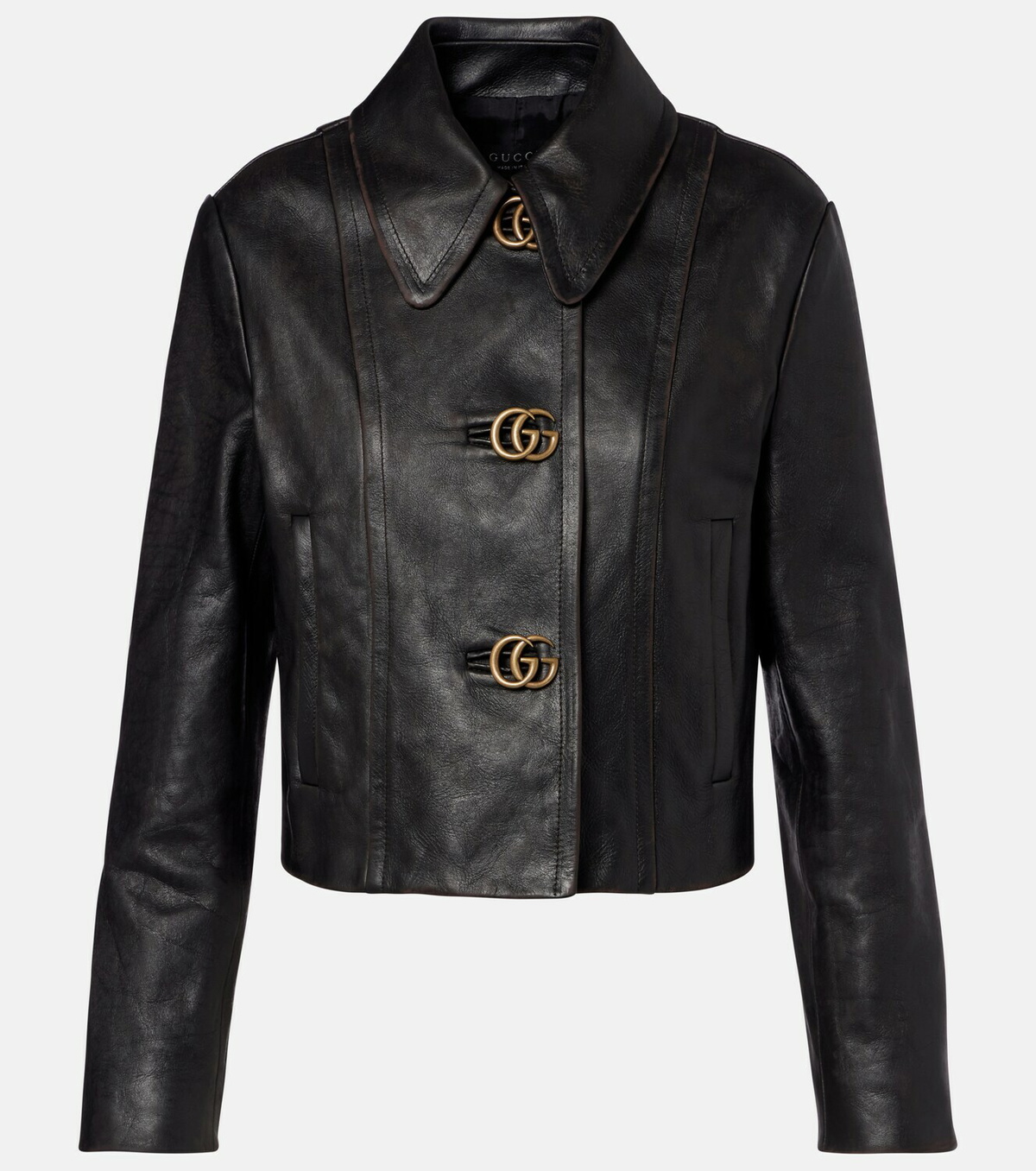 Gucci Double G leather jacket