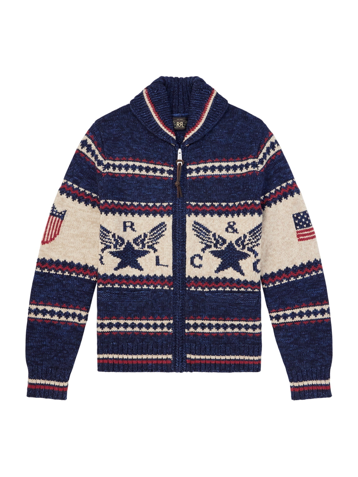 RRL - Shawl-Collar Jacquard-Knit Wool Zip-Up Cardigan - Green RRL