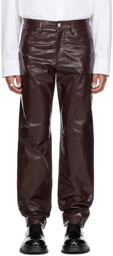 Jil Sander Burgundy Patent Leather Pants