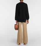 Loewe Anagram leather-trimmed wool cardigan