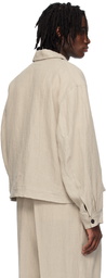 SOSHIOTSUKI Beige Linen Washer Manipulation Drape Pocket Jacket