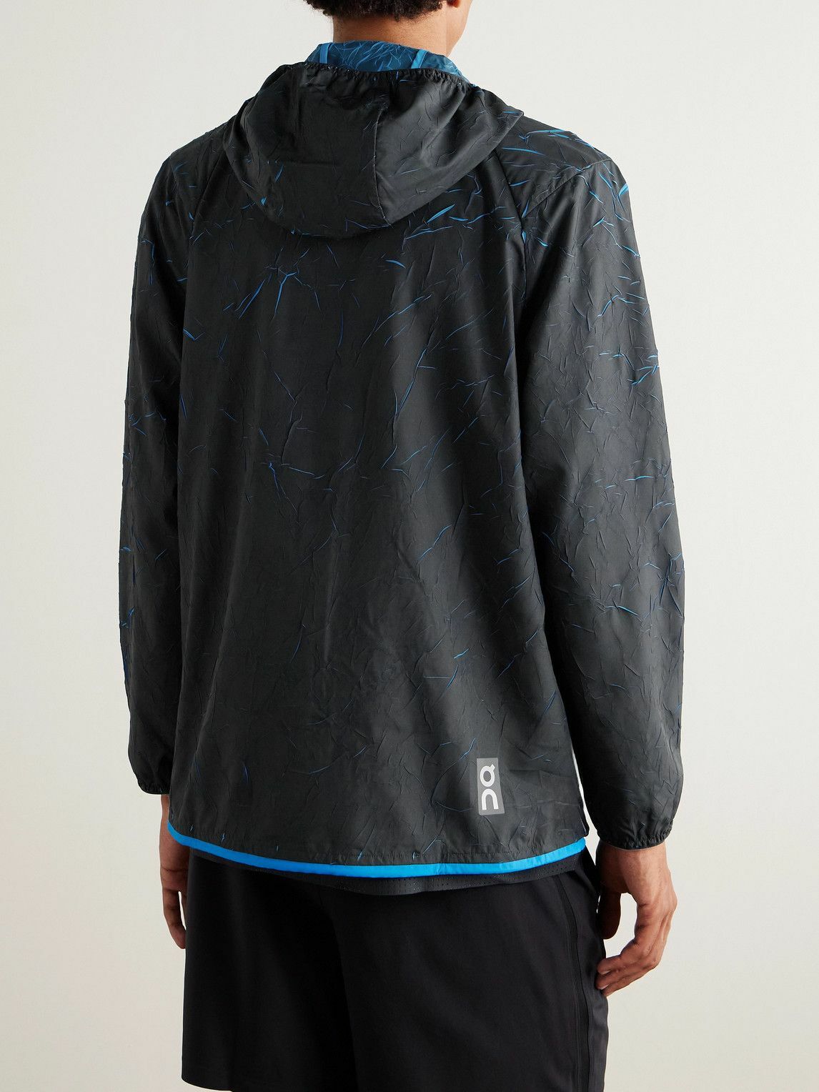 ON - Pace Printed Recycled-Shell Hooded Jacket - Black