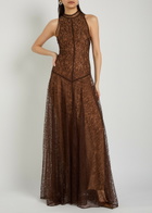 DE LA Vali Foehn Lace Maxi Dress Brown