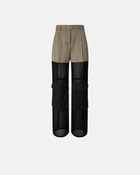 Pinko Wide Leg Cargo Trousers With Semi Sheer Georgette Flask Brown