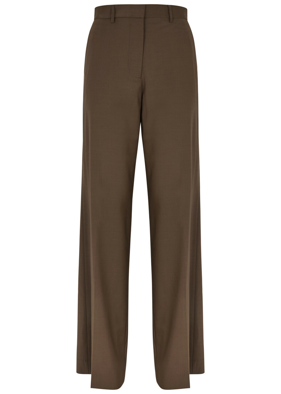 Matteau Wide-leg Wool-blend Trousers Brown