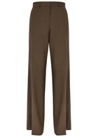 Matteau Wide-leg Wool-blend Trousers Brown