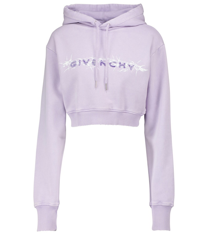 Photo: Givenchy - Logo cropped cotton jersey hoodie
