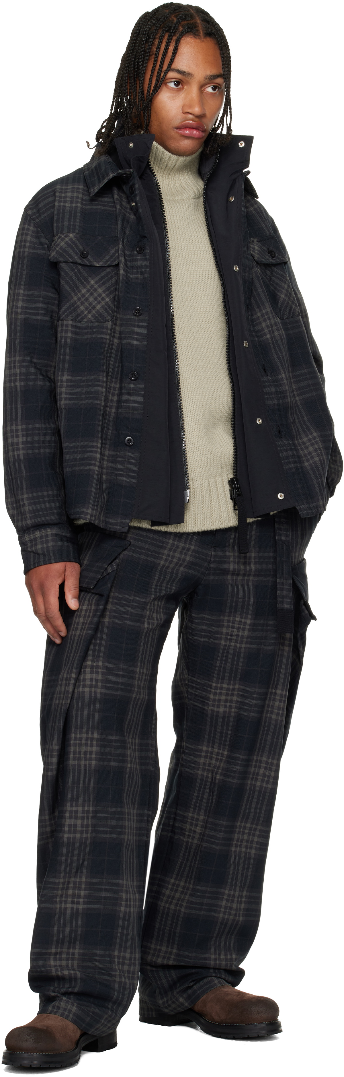 sacai Black Plaid Shirt Sacai