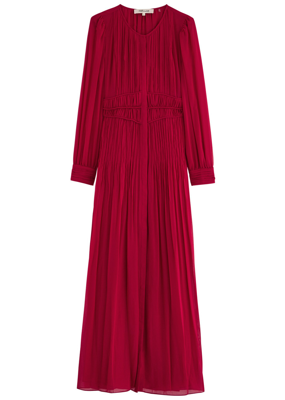 Diane Von Furstenberg Dressy Pliss Crepe Maxi Dress Red Diane von  Furstenberg