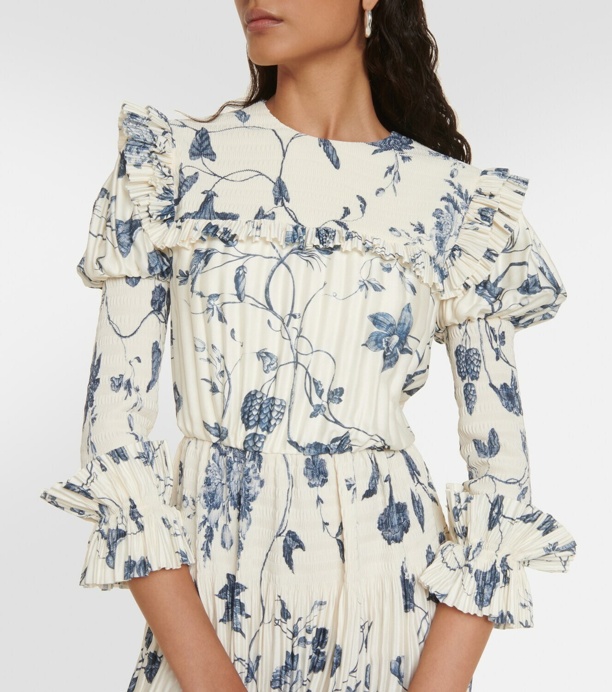 Erdem Floral pleated satin gown
