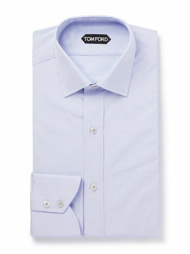 Photo: TOM FORD - Cutaway-Collar Cotton-Poplin Shirt - Blue