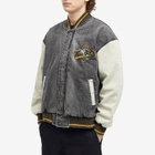 Patta Men's Homerun Denim Varsity Jacket in Black