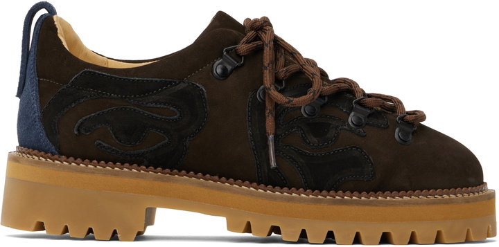 Photo: KidSuper Brown Patchwork Eye Low Hiking Boots