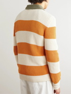 DOPPIAA - Striped Ribbed Cotton Sweater - Orange