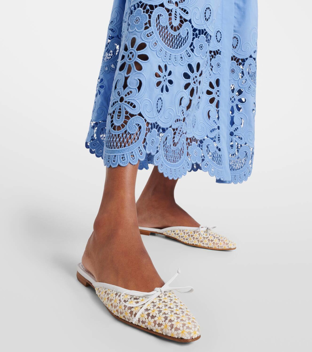 Manolo Blahnik Ballerimu leather-trimmed mules Manolo Blahnik