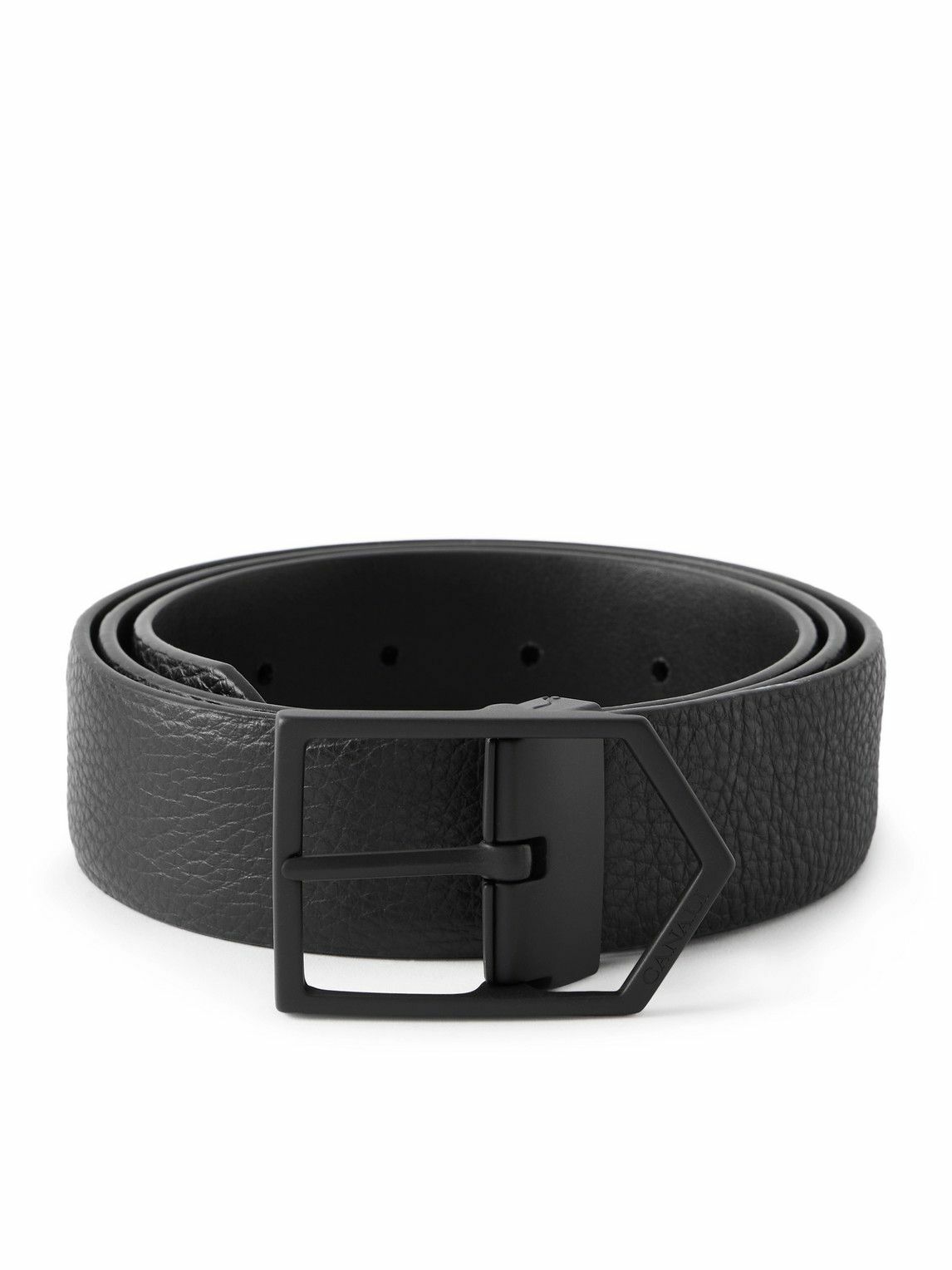 Canali - 3.5cm Full-Grain Leather Belt - Black