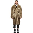 Raf Simons Reversible Brown and Off-White Faux-Fur Labo Coat