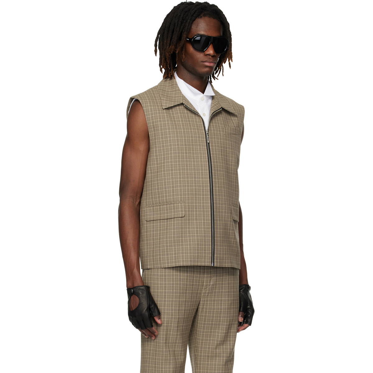 Ernest W. Baker Brown Sleeveless Tailored Jacket Vest