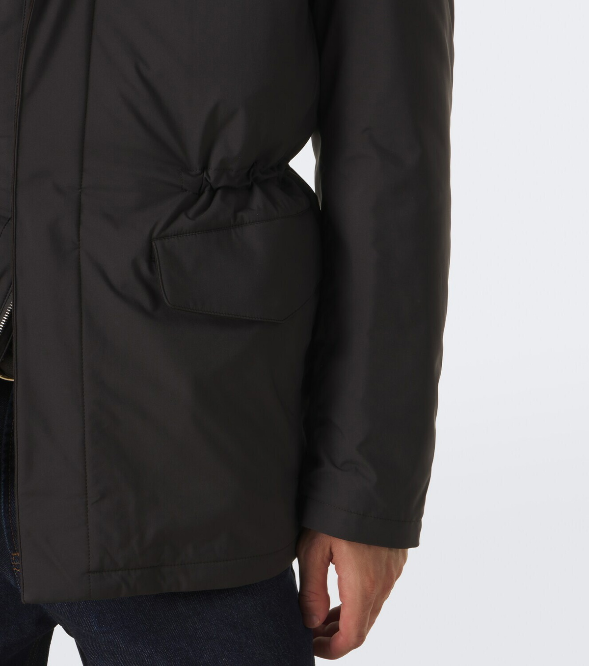 Thom Sweeney Leather-trimmed car coat