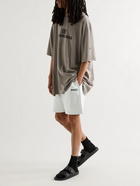 BALENCIAGA - Wide-Leg Logo-Embroidered Cotton-Jersey Shorts - White