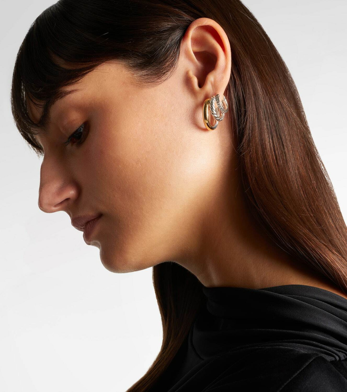 David Yurman DY Mercer® 18kt gold and sterling silver hoop earrings with diamonds