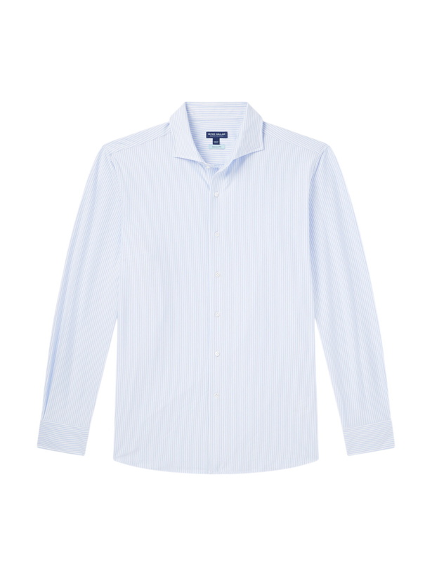 Photo: Peter Millar - Excursionist Flex Slim-Fit Striped Cotton-Blend Shirt - Blue