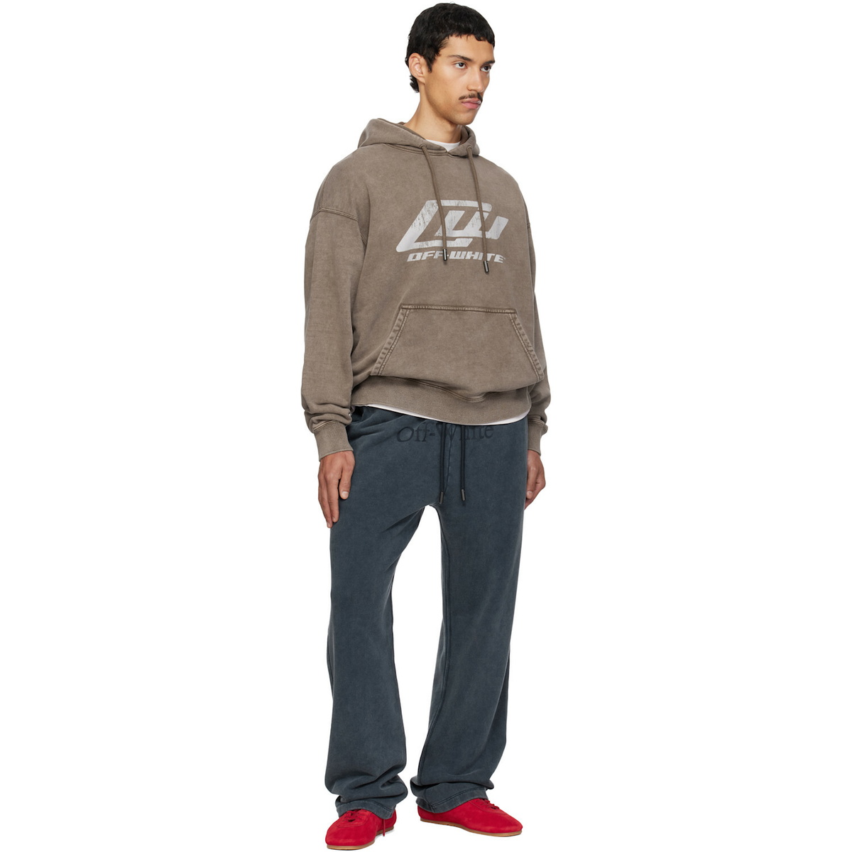 Off-White Brown 'OW' Racing Skate Hoodie
