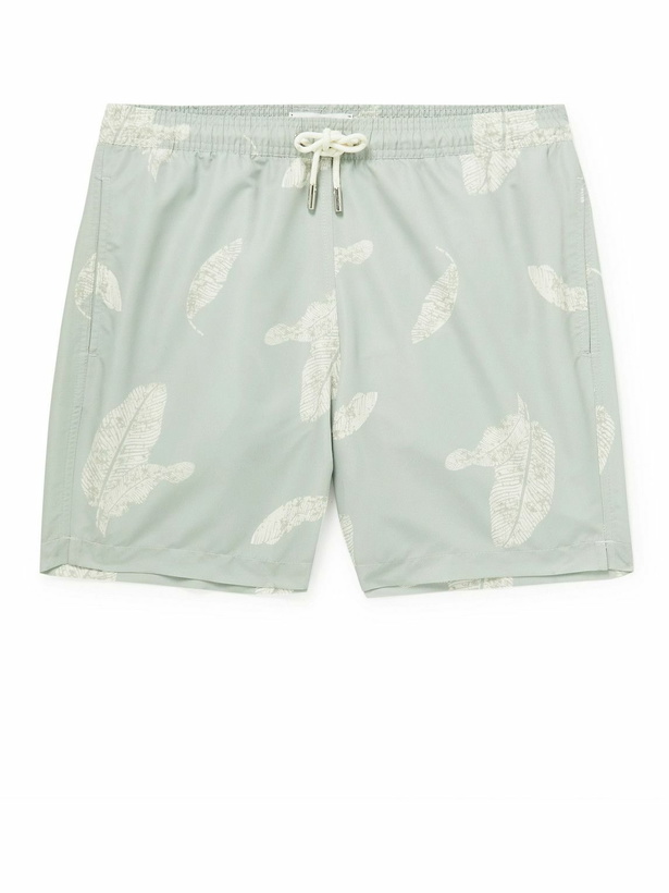 Photo: Mr P. - Straight-Leg Mid-Length Printed Swim Shorts - Green