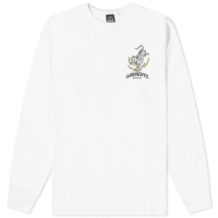 Photo: FrizmWORKS Men's Tiger Pugmark Longsleeve T-Shirt in White
