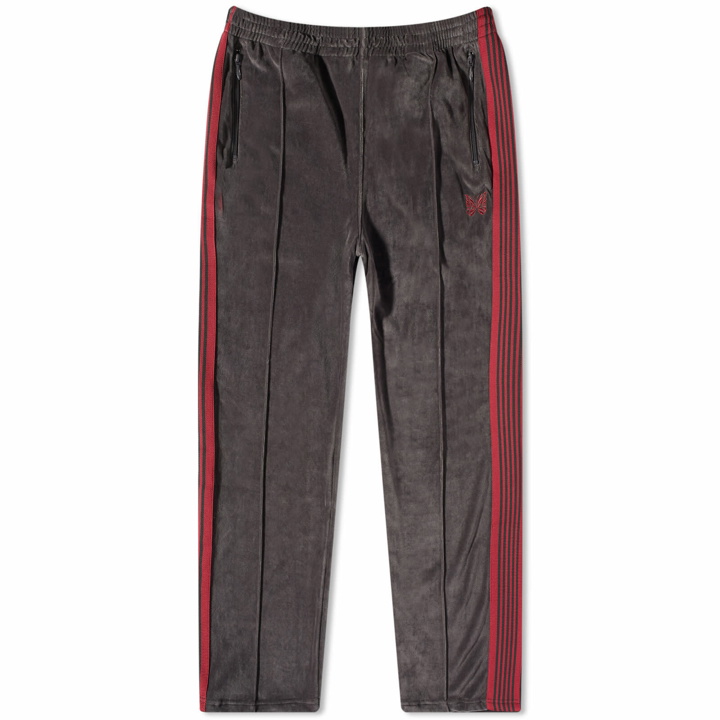 Photo: Needles Men's Velour Narrow Track Pant in Charcoal