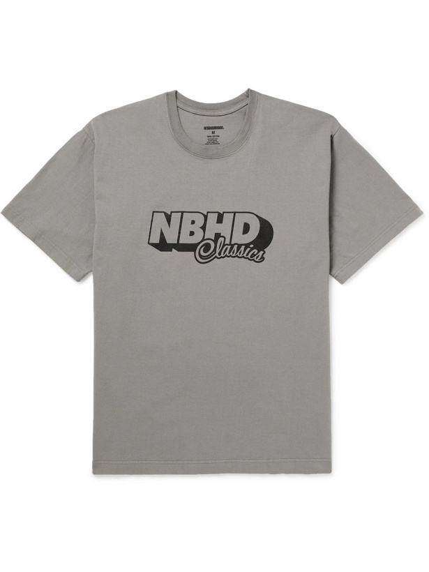 Photo: Neighborhood - Logo-Print Cotton-Jersey T-Shirt - Gray