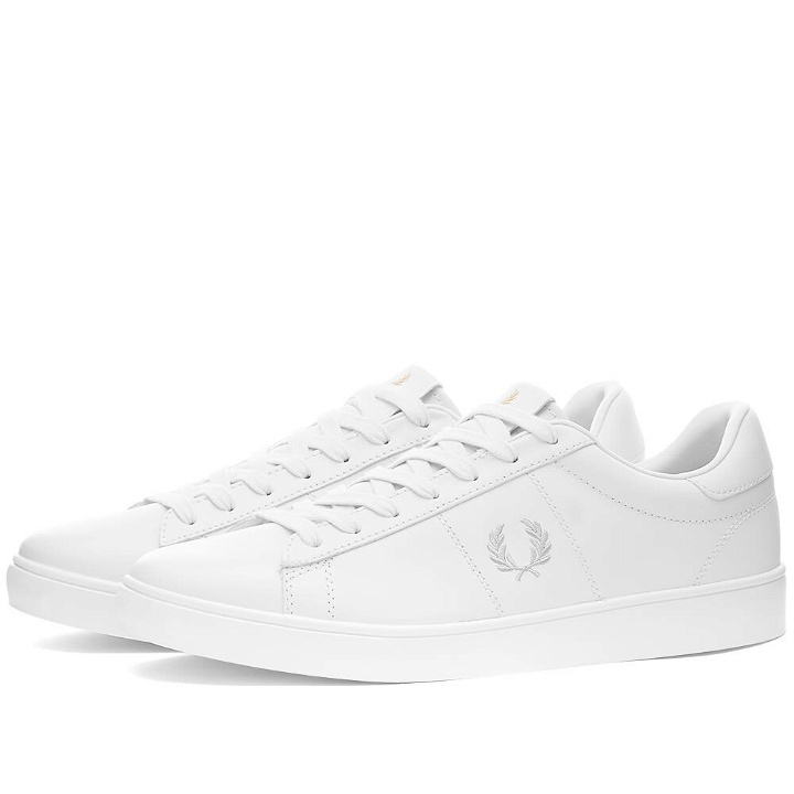 Photo: Fred Perry Authentic Men's Spencer Leather Sneakers in White/Silver