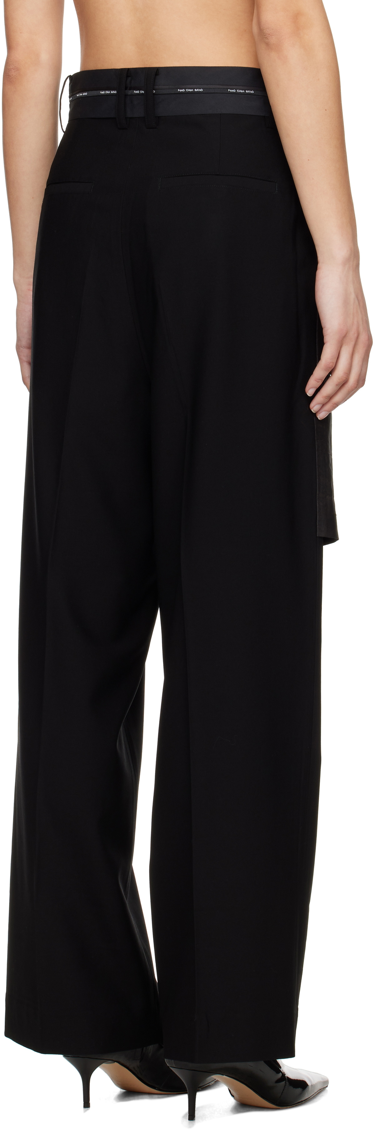 Feng Chen Wang Black Deconstructed Patchwork Trousers