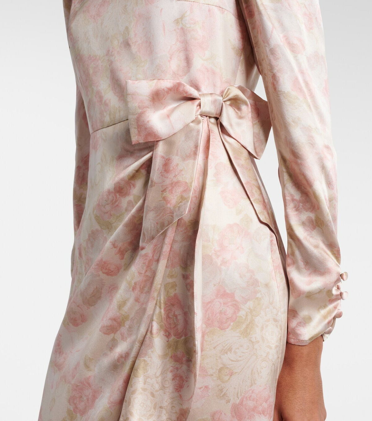 Alessandra Rich Bow-detail floral silk satin midi dress