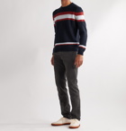 Incotex - Striped Brushed Virgin Wool Sweater - Blue