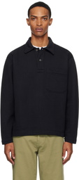 NORSE PROJECTS Black Fraser Relaxed Organic Loopback LS Polo