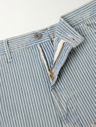 KAPITAL - Liberty Hickoree Lumber Straight-Leg Striped Cotton-Canvas Trousers - Blue