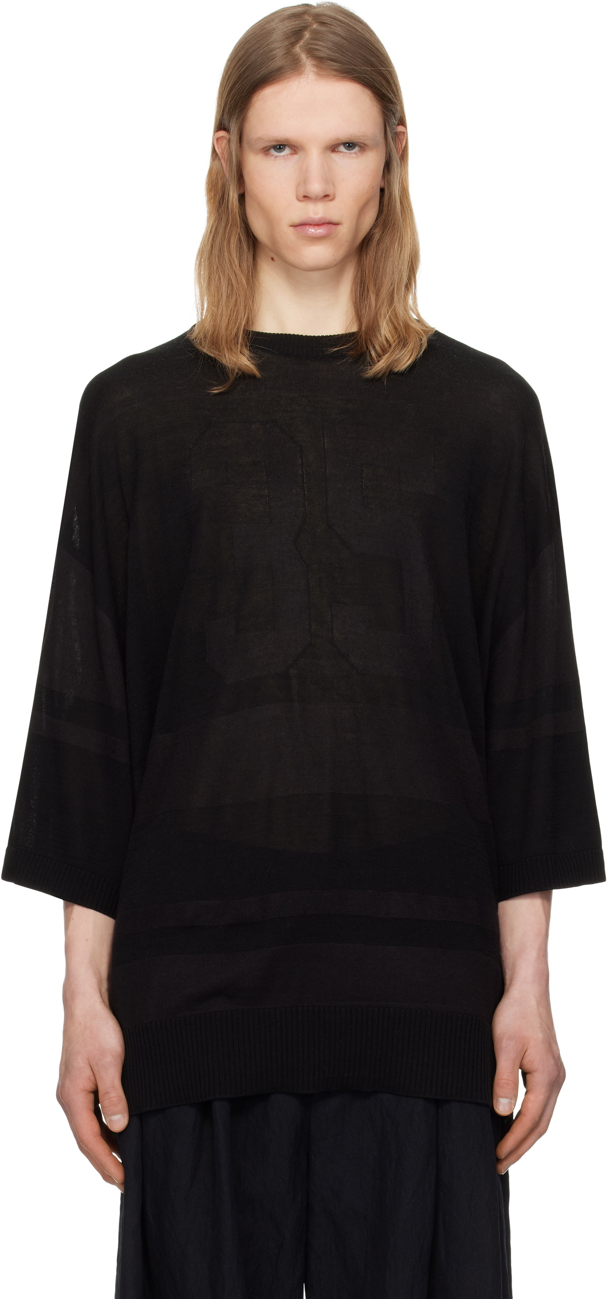 Juun.J Black Stripe Rugby T-shirt