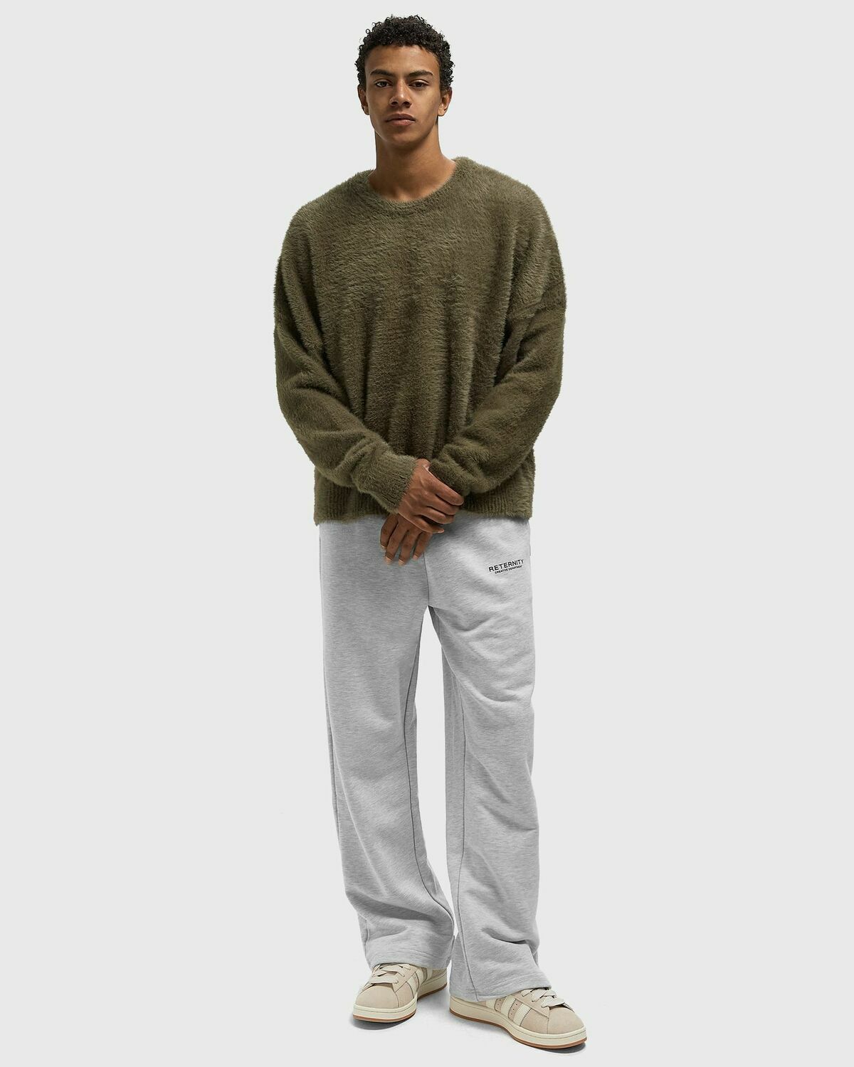 Reternity ESSENTIAL FURRY KNIT SWEATER Green Mens Pullover