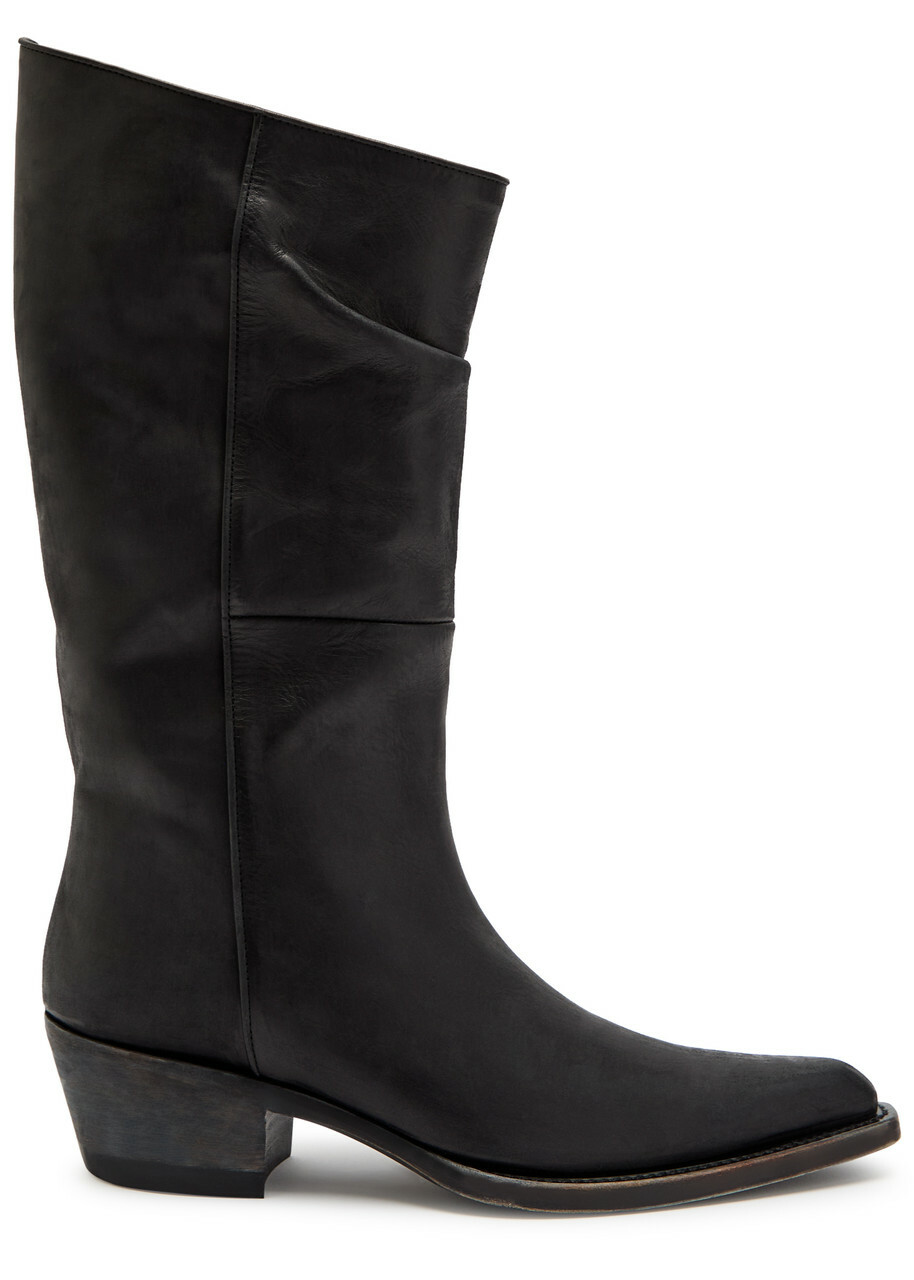 Khaite Clive 35 Leather Mid-calf Boots Black