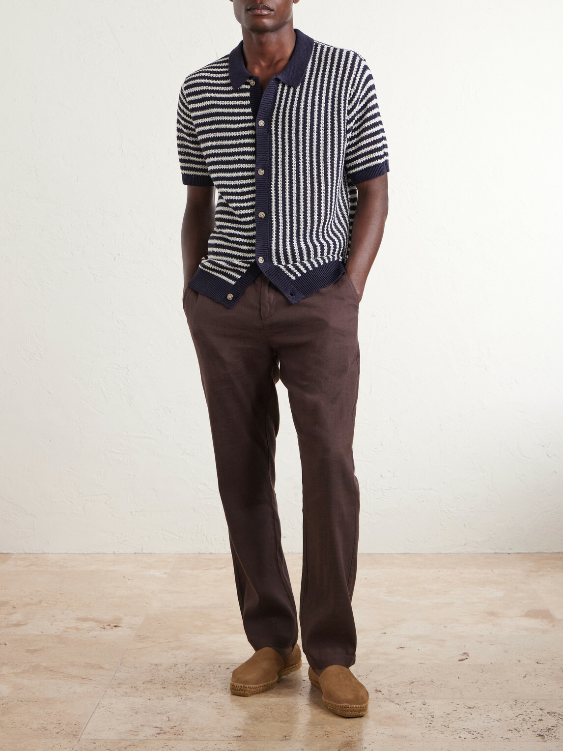 Onia - Striped Knitted Linen Shirt - Blue