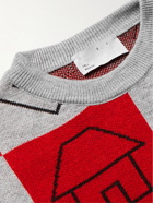 4SDesigns - Checked Intarsia-Knit Sweater - Gray